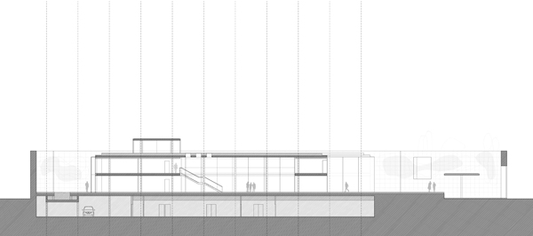 Sección Longitudinal. Oficinas en Zamora. Alberto Campo Baeza, 2012.